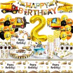 Subzonal - decoration anniversaire chantier 2 ans, anniversaire 2 ans garcon party vaisselle, chantier ...