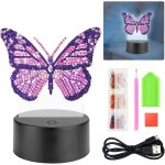 Subzonal - diamond painting lampe 5d papillon, led diamond painting enfant creatif, 7 couleurs veilleuse ...
