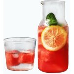 Subzonal - ensemble de carafe d'eau de nuit avec gobelet en verre, bouteille de bain de bouche en verre ...