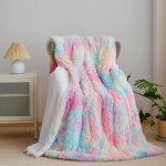 Subzonal - grande couverture couleur en fausse cachemire fourrure en peluche pour canap et lit, super ...