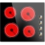 Subzonal - plaque vitrocramique 4 feux 60cm 6000w, , encastrable 220v, autonome, pause, 9 niveaux, boutons, ...