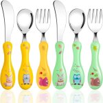 Subzonal - set couverts enfant en inox, 6 pices couverts bebe avec motif mignon, 2 x fourchettes, 2 ...