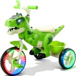 Subzonal - tricycle dinausore, tricycle enfant avec klaxon en forme de dinosaure et panier de rangement, ...