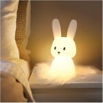 Subzonal - veilleuse bebe bunny avec 7 changements de lumi�re contr�le de tap recharge usb fonction minuterie ...