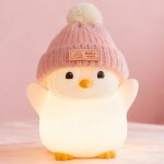 Subzonal - veilleuse b�b� et veilleuse enfant en silicone - mignon pingouin rose avec chapeau tricot�, ...