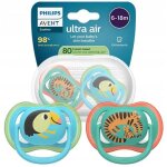 Sucette b�b� - philips avent - ultra air 6 - 18 mois - silicone orthodontique - lot de 2 avec etui st�rilisati ...