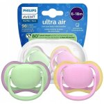 Sucette b�b� - philips avent - ultra air scf087 / 12 - silicone orthodontique 6 - 18 mois - lot de 2 ...