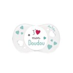 Sucette physiologique silicone j'aime mon doudou 0 - 6 mois luc et lea Sucette physiologique silicone j'aime mon doudou 0 - 6 mois luc et lea