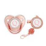 Sucette en silicone avec couvercle et chane pour bb, lettres anglaises en or rose, adapte aux bbs ...