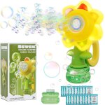 Sunflower bubble machine, big bubble machine for children with lighting and music, soap bubble machine ...