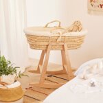 Support de couffin a bascule en bois vernis laura - beige