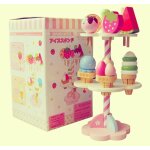 Support de cr�me glac�e en bois, m�re jardin en bois, fraise, g�teau a trois couches, blocs, maison de ...