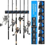 Support peche vertical v6 montage mur pour canne et moulinet lourds grande capacite