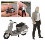 Table de disposition de b�timent de rue, personnes et moto en pvc 1:64, jouet pour enfants, 2 pi�ces