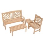 Table de chaise de jardin miniature echelle 1:12, meubles de maison de poup�e 4 pi�ces / ensemble, accessoires ...