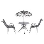 Tables et chaises miniatures en m�tal, mod�le de sc�ne de jardin, loisirs en plein air, cadeau, 1 / 12 ...