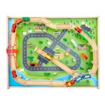 Table circuit train bois - duoku - 100 pcs - avec rail de train - tiroir rangement roulant - table activits ...