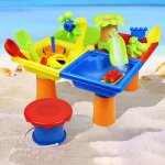 Table d'eau de sable 2 en 1 pour enfants, 26 pices, avec accessoires, jouet de plage d't pour activits ...