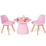 Table enfant et 2 chaises en bois avec dossier ergonomique & coussin table enfant en forme fleur avec ...