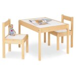 Table enfant olaf blanc naturel 64x50cm + 2 chaises