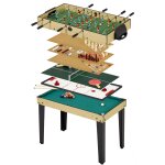 Table de jeux 10 en 1 - baby foot - billard - ping pong - hockey - bowling - cartes - structure bois ...