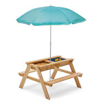 Table de jeu plum surfside 3 en 1 avec parasol