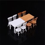 Table a manger en bois avec 4 chaises, ensemble de meubles pour maison de poup�e, 1:12