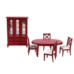 Table a manger et chaises ovales rondes en bois pour maison de poupe 1 / 12 meubles de cuisine armoires ...