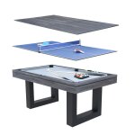 Table multi - jeux 3 en 1 billard et ping pong en bois gris denver