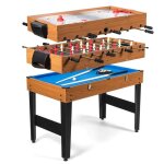 Table multi - jeux 3 en 1 costway 48 pouces, baby - foot, billard, hockey poigne en caoutchouc, patins ...