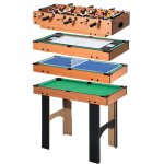 Table multi jeux 4 en 1 babyfoot billard air hockey ping - pong avec accessoires mdf aspect bois