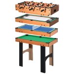 Table multi jeux 4 en 1 babyfoot billard air hockey ping - pong avec accessoires mdf aspect bois