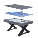 Table multi - jeux en bois gris ping - pong et billard texas