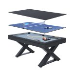 Table multi - jeux en bois noir ping - pong et billard texas