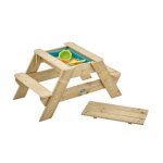 Table picnic en bois tp early fun avec bac a sable integre - norme fsc dim l62 x l102 x h50