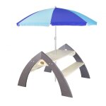 Table pique nique enfant en bois gris & blanc table picnic avec parasol pour le jardin - axi kylo xl