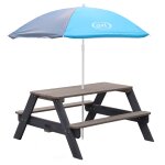 Table pique nique avec parasol anthracite / gris table de jeu enfant pour le jardin - axi nick