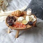 Table de pique - nique pliante en bois pour l'extérieur, avec support en verre, bureau rond et pliable, ... Table de pique - nique pliante en bois pour l'extérieur, avec support en verre, bureau rond et pliable, ...