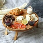 Table de pique - nique pliante en bois, avec porte - verre, support pour verres a vin, portable, pour ...