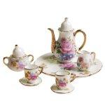 Articles de table en porcelaine 8 pi�ces / ensemble 1 / 6, th�i�re plat, accessoires miniatures pour ...