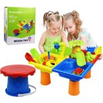 Table de sable et d'eau pour enfants, jouets de plage durables et ralistes avec couvercle, jeux educatifs ...