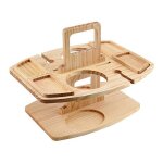 Table a vin en bois 3 en 1 en plein air, casier a verres a vin, plateau a fromage, porte - verre cratif, ...
