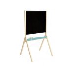 Tableau noir magnetique double face en bois, enfant - 62, 5x55, 5x112cm - inclut craies, magnets, brosse ...