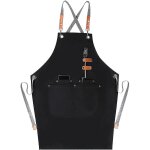 Tablier de chef avec dos croisé, tablier de cuisine avec grandes poches pour homme Tablier de chef avec dos croisé, tablier de cuisine avec grandes poches pour homme
