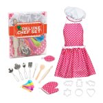 Tablier de cuisine pour enfants, jeu de r�le de cuisine pour filles, chapeau de chef, outils de cuisson, ...