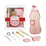 Tablier pour enfants, 8 pices, mitaine, rouleau a ptisserie, cuillre, fouet, outil de cuisine, jouet ...