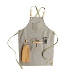 Tablier en toile unisexe a la mode, bret pour la cuisson du caf, barbier, serveur de restaurant, uniforme ...