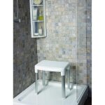 Tabouret de douche vitaeasy - en plastique - supporte jusqu'a 150 kg - 42 x 34 cm - blanc et chrome - ...