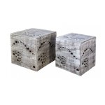 Tabouret table d'appoint set de 2 cubes en bois