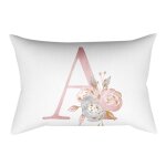 Taie d'oreiller avec lettres pour enfants, housse de coussin, d�coration, alphabet anglais, 30x50cm